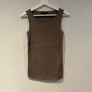 St. John Brown Sleeveless Ribbed Knit Top